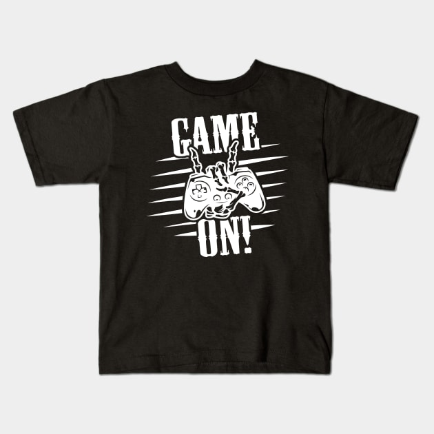Game On! white text version Kids T-Shirt by G! Zone